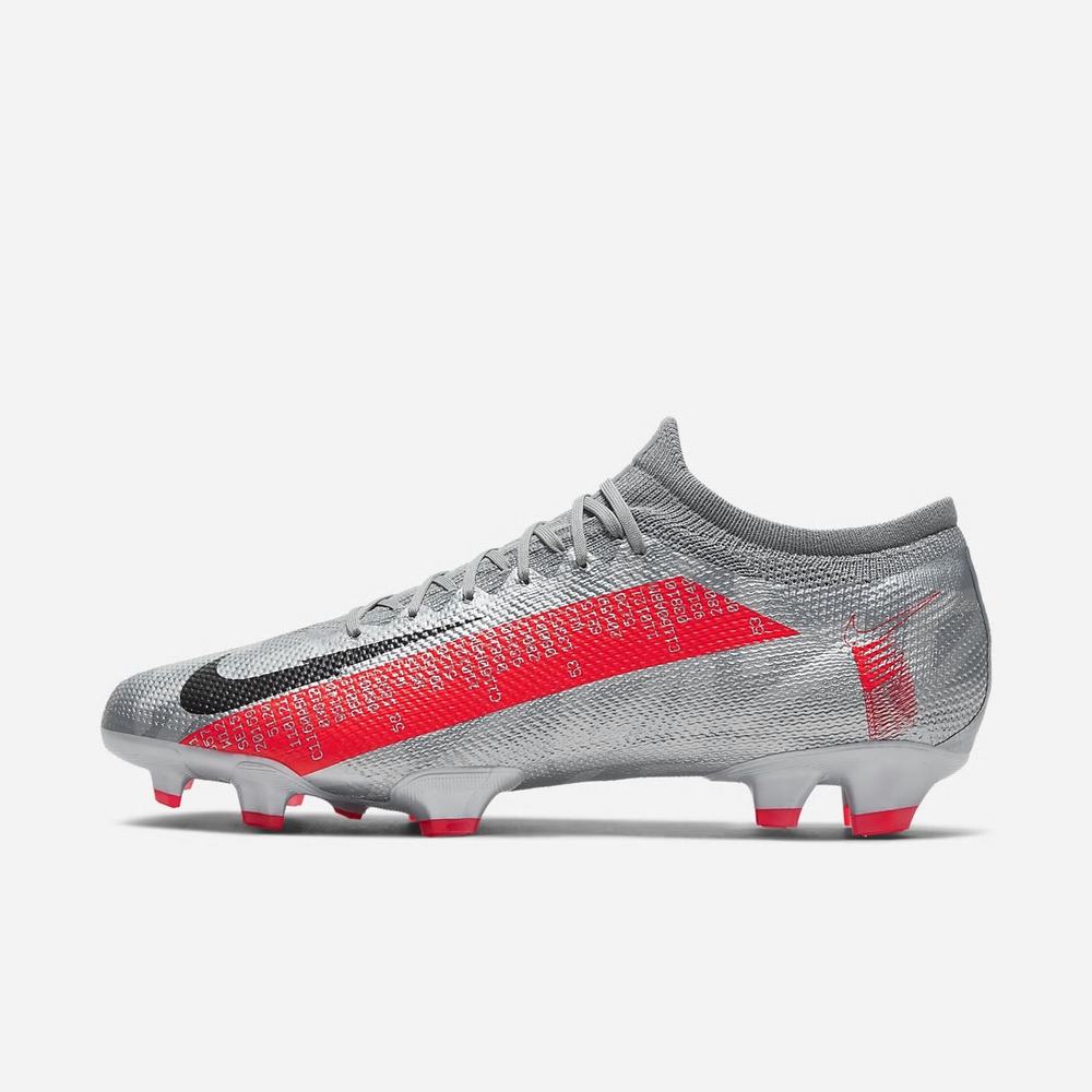 Crampon De Foot Nike Mercurial Vapor 13 Pro FG Grise 1285-637 Metallic Bomber Grey/Particle Grey/Laser Crimson/Black Homme | KDT-04017986